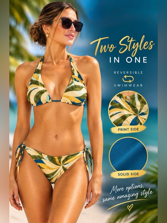 Hurley Other - Hurley Reversible Halter Bikini - Blue & Tropical Green Print Size M NWT